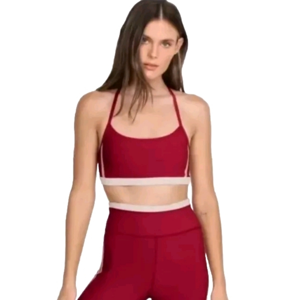 CALME x Johnny Was Endurance Cross Back Sports Bra II in Red with White …